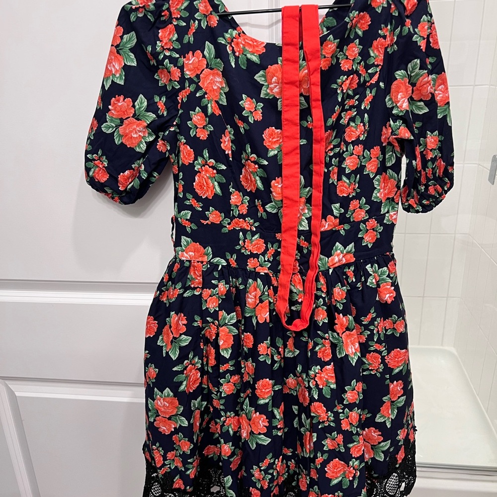 Floral Dress with Red and Black Pattern